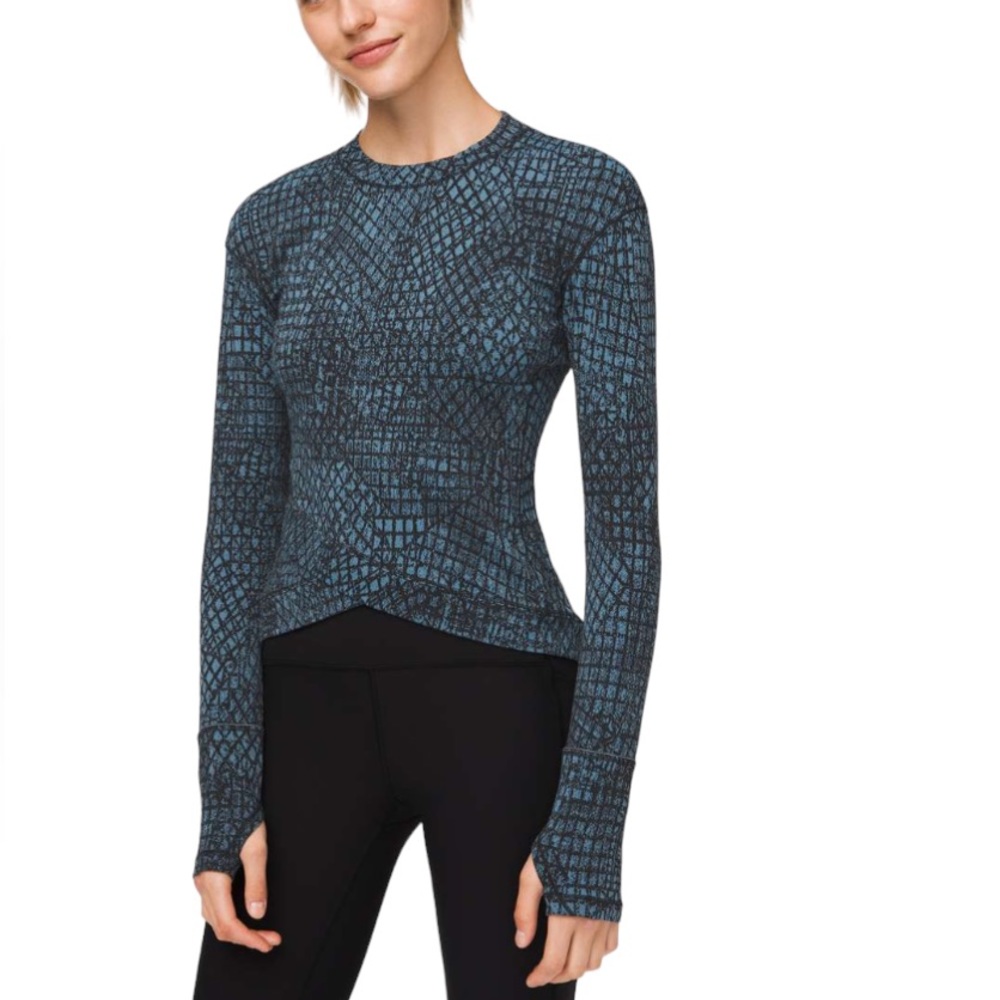Lululemon Close to Crossing Long Sleeve in Tectonic Jacquard Shipmate Black Sz S